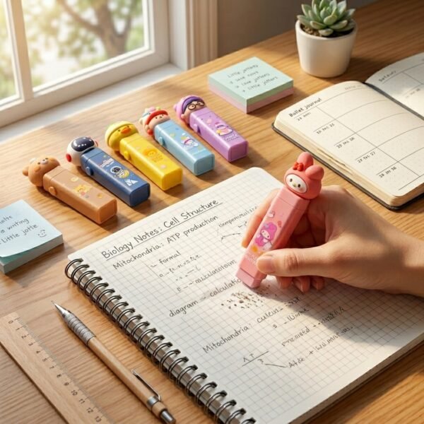 Cute Bear Cartoon Eraser – Soft Rubber Pencil Eraser for School & Office