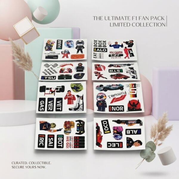 Formula 1 Premium Waterproof Vinyl Sticker Pack (50+ Stickers | 8 Sheets)