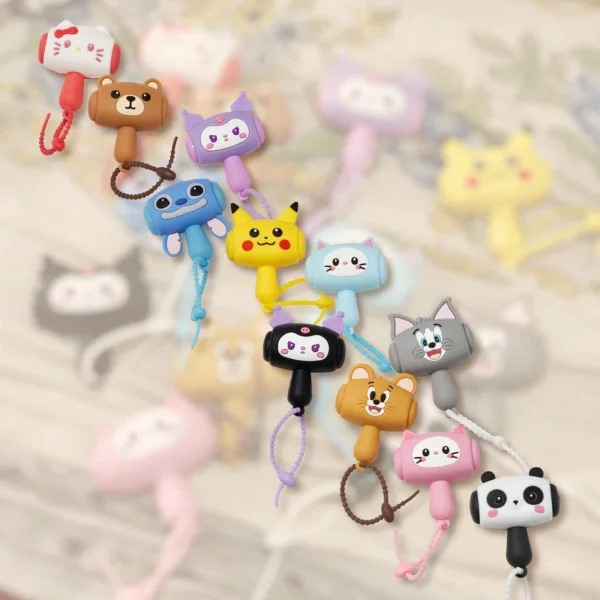 Squeaky Cartoon Bag Charm Keychain – Random Cartoon Style (1 of 11 Collectibles)