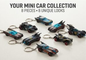 Batman Mini Car Keychain – Random Superhero Car Style (1 of 8 Collectibles)