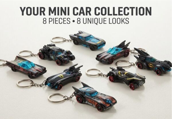 Batman Mini Car Keychain – Random Superhero Car Style (1 of 8 Collectibles)